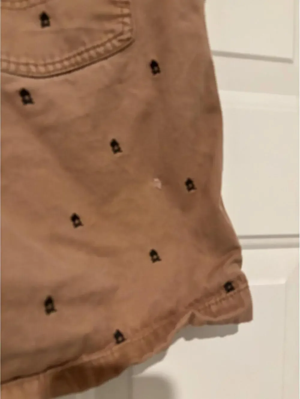 North Face men's sz 36 brown embroidered  campfire chino cotton shorts FLAW G